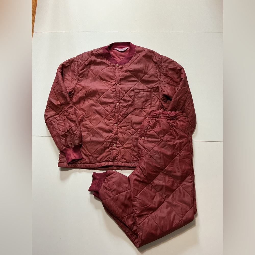 Vintage 60s 70s Sears Roebuck Sportswear Quilted Hunting Liner Dyed 2PC Set